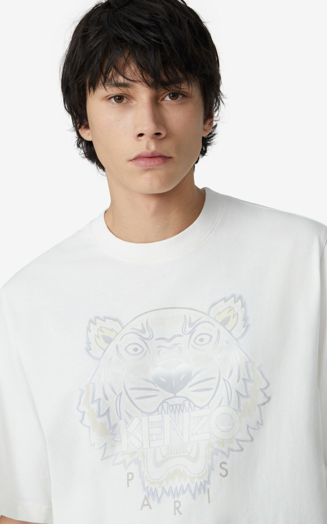 Camiseta Kenzo Gradient Tiger Masculino - Branco | 601DLASMF